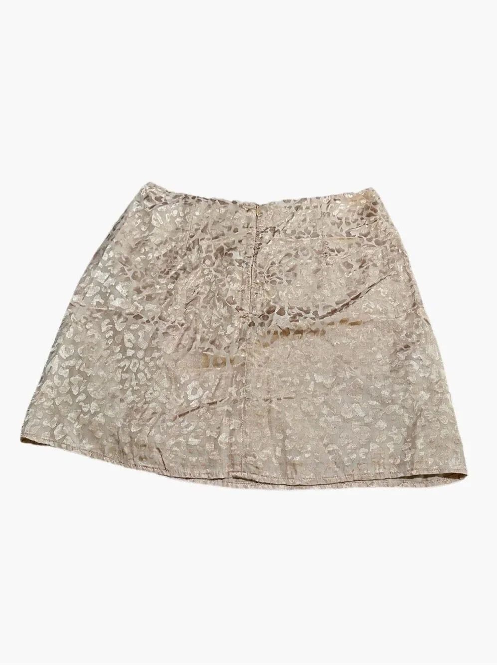 Blue Blush Tan Satin Leopard Mini-Skirt Sz S